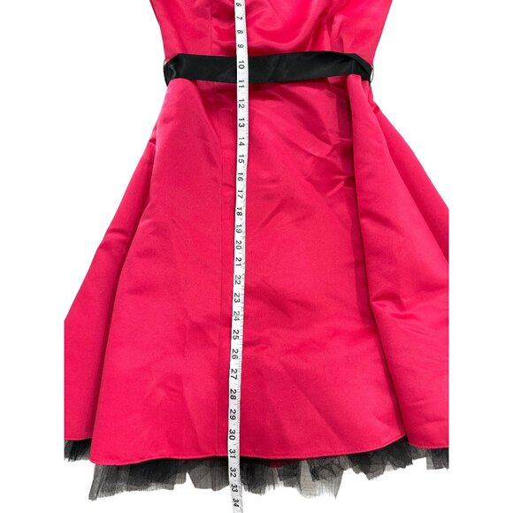 Jessica McClintock Gunne Sax Strapless Dress Pink Black Satin Tulle Size 11/12 - Picture 5 of 7